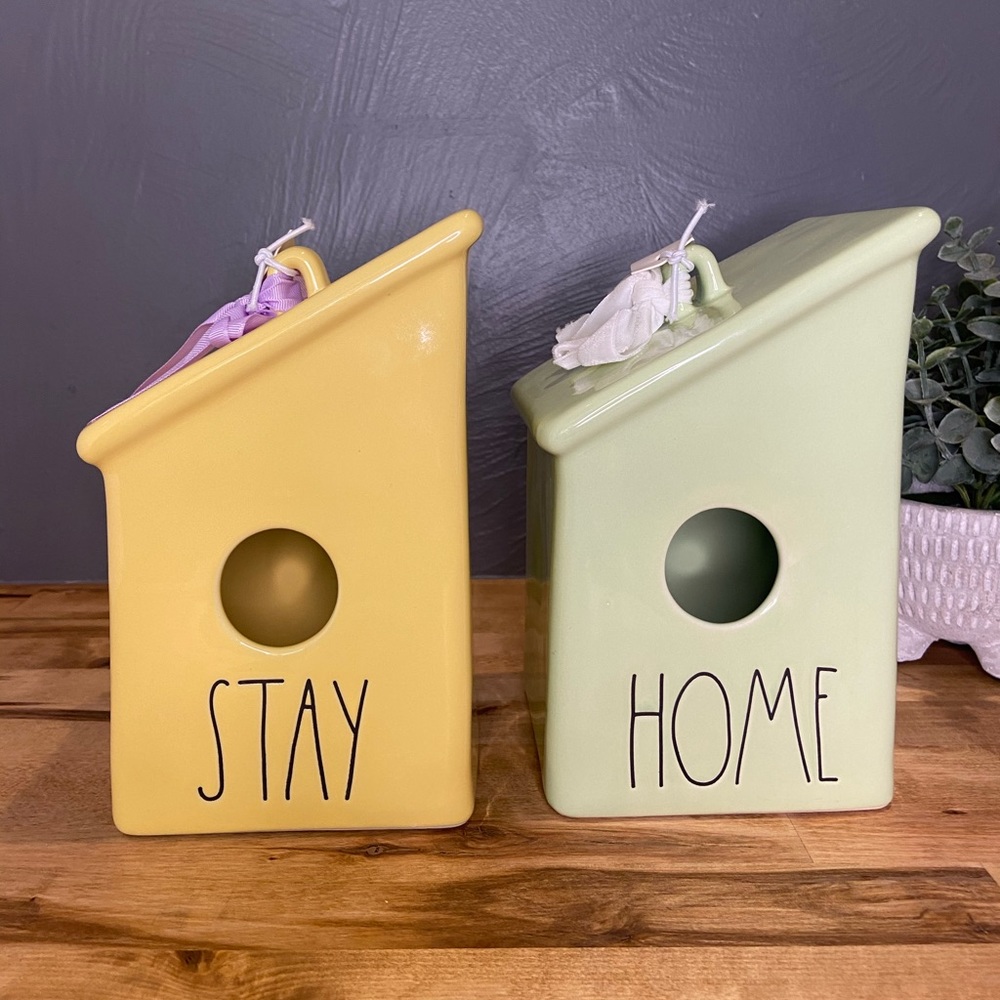 Rae Dunn STAY HOME Birdhouse Set